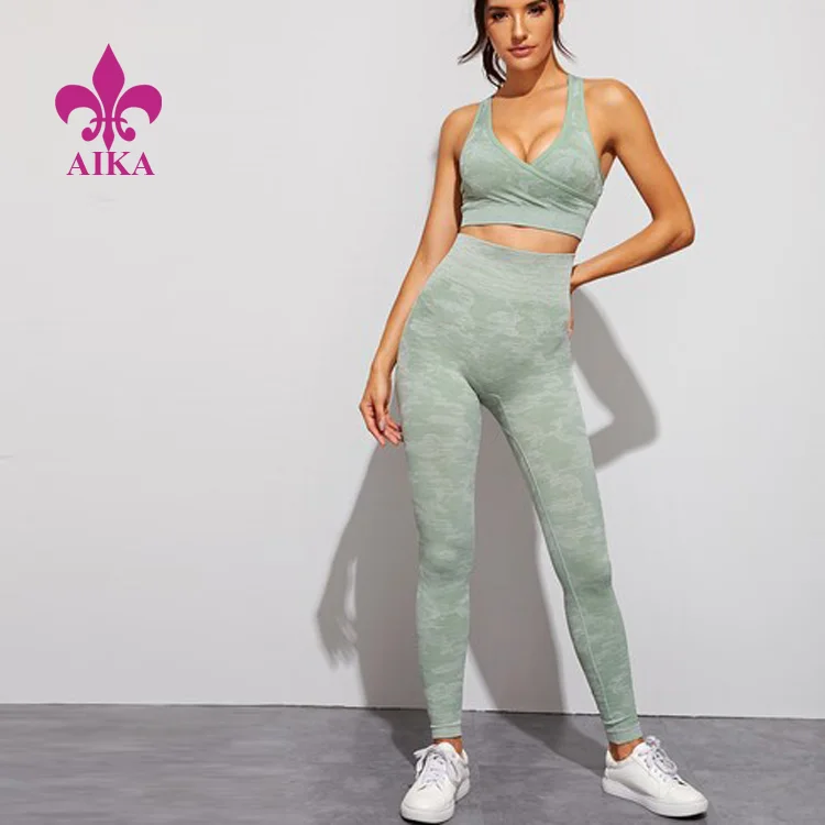 Wholesale Women Camo Printed Skinny Leggings 78% Polyester 22% Spandex Seamless High Waist Yoga Legging Pants Gym Legging sets