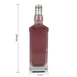 Square 650ml Glass Liquor Bottle with Screw Cap for Vodka Gin Whisky Tequila