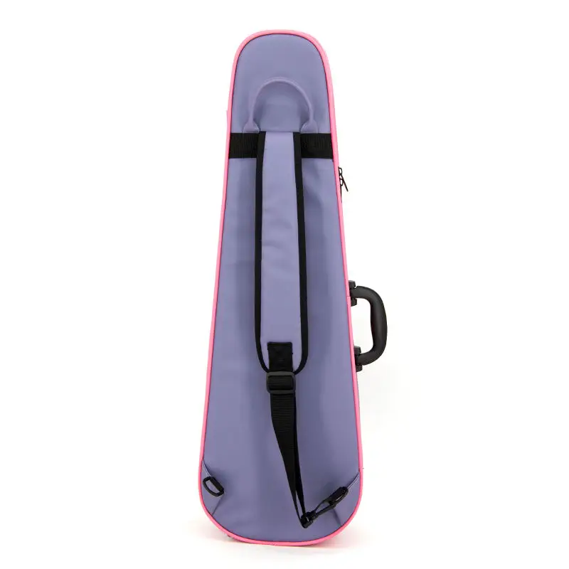 Wholesale Cheaper Guitar Case Comfortable Foam Violin Case Pink & Purple Leather Covered Polystyrene Music Case For Musician