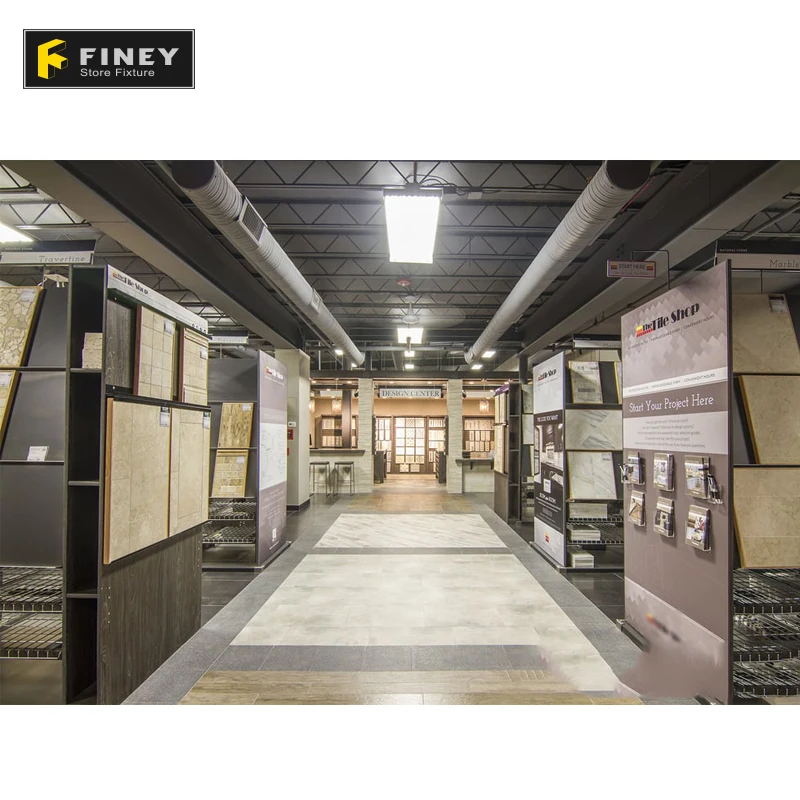 Индивидуальный дизайн интерьер магазина плитки керамический продукт деревянный дисплей Высококачественная плитка стенд для выставочного зала