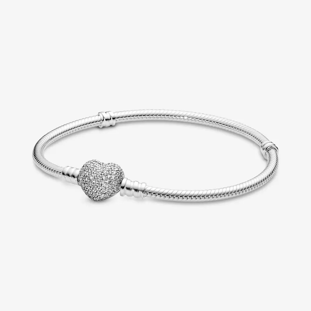 2021 Wholesale Heart Charm Silver Bracelet 925 Sterling for