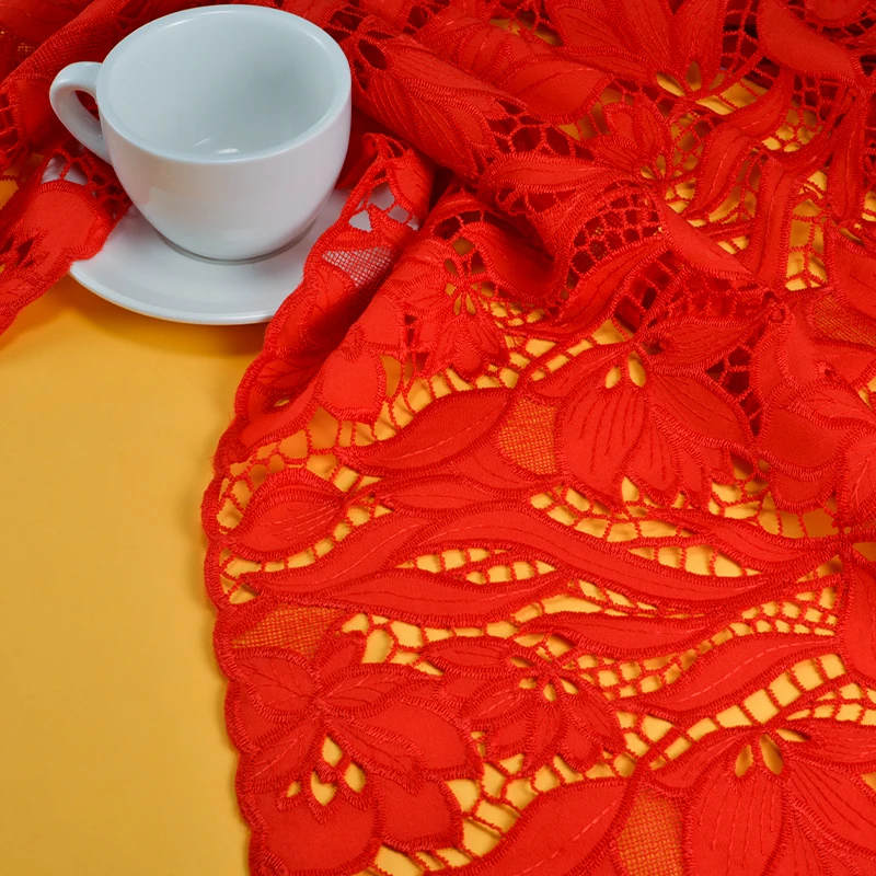 Wholesale Red America Lace Fabric 2023 High Quality Guipure Lace Latest French Cord Lace Fabric For party Wedding