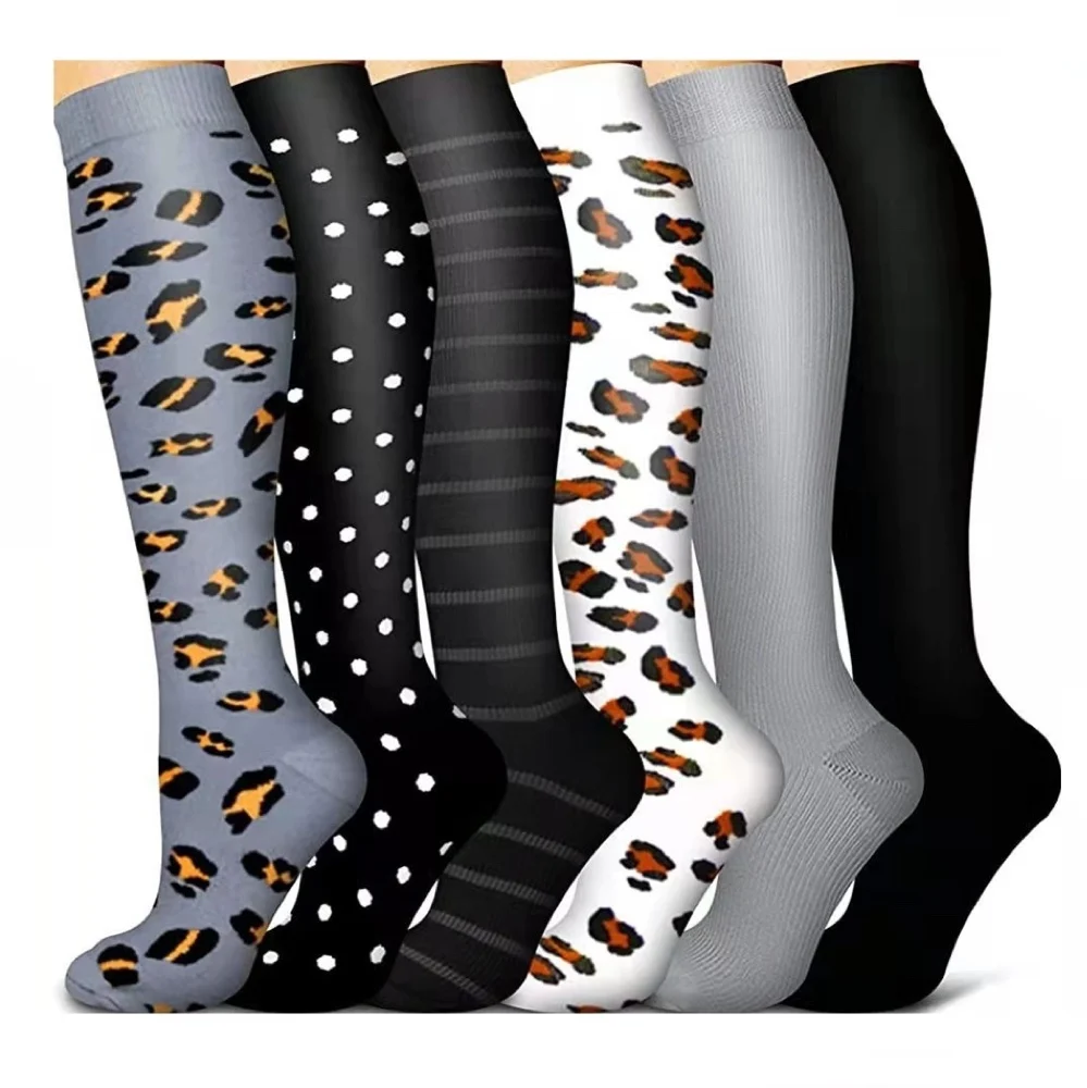 Unisex Compressed Pressure Athletic Socks 15-20 MmHg Graduated Golfs Tube Outdoor Socks Knee High Sport Nurse Compression Socks