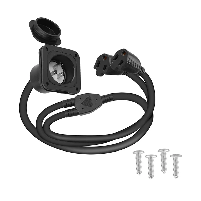 ETL Approved RV 125V Inlet Power Port Plug NEMA 5-15P Power Outlet Extension Cord