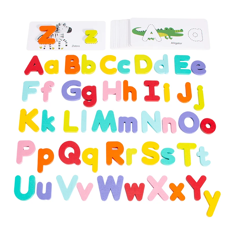 Educational Toys Matching English Letter Game Cards Children Puzzle Wooden Spelling Word Letter Games For Kids Learning