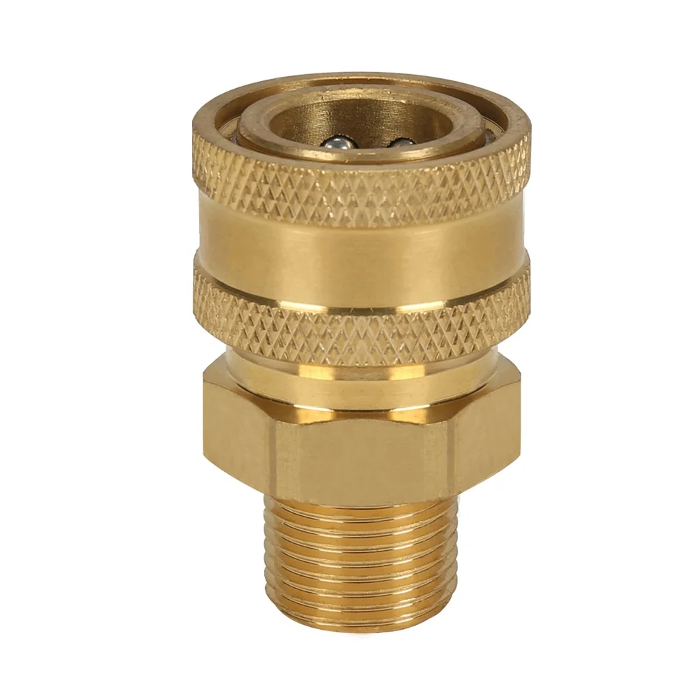 Латунный переходник для мойки высокого давления, латунный фитинг для очистки высокого давления, 3/8 дюйма, штекер + 3/8 дюйма, QD соединитель