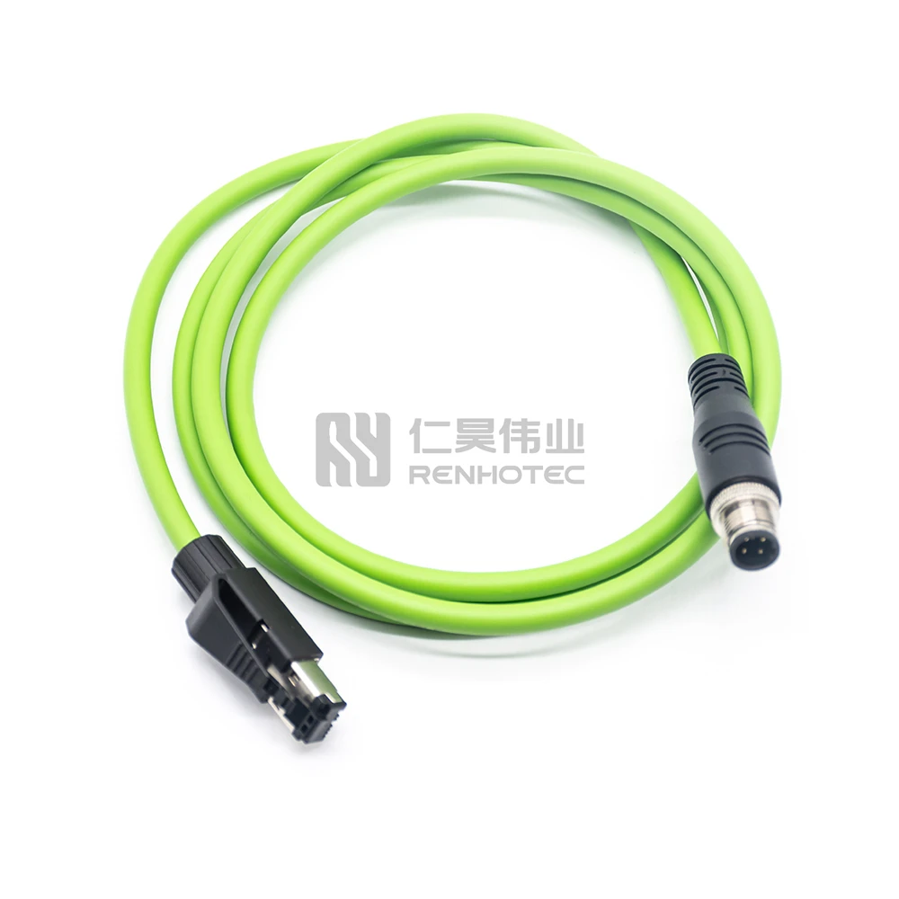 M12 4-Контактный Штекер D-код к RJ45 Crodset PROFINET CAT5E кабель для промышленного подключения Ethernet