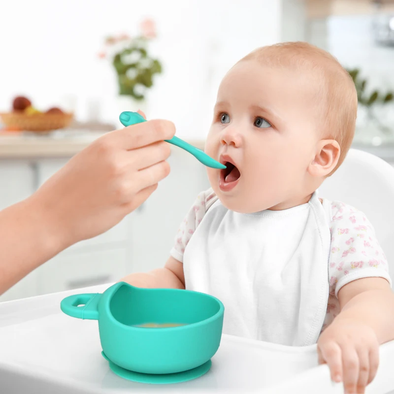 Baby Feeding Suction bowl Silicone Bowls Suction Silicone Bowl set with Spoon and teether for kid