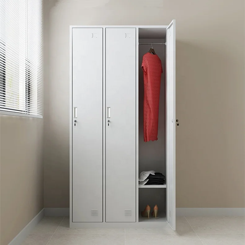 Classic 3 door bedroom furniture/school steel locker /gym metal clothes cabinet wardrobe