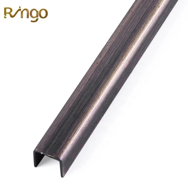 Home Design Customized Size Silver Color Wall And Floor Decor Trims Stainless steel U-Shaped Dividing Strip Edge Cover Trims