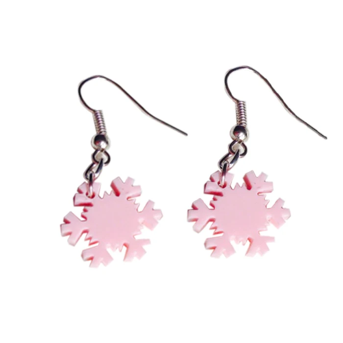 Акриловые розовые снежинки серьги на заказ акриловые рождественские серьги для девочек цветные снежинки серьги для зимы Рождество