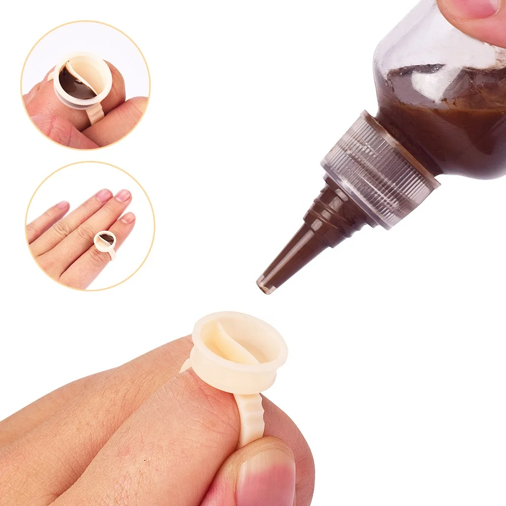 100Pcs Eyebrow Tattoo Ring Cup Microblading Pigment Glue Divider Tattoo Ink Pigment Cup Permanent Makeup