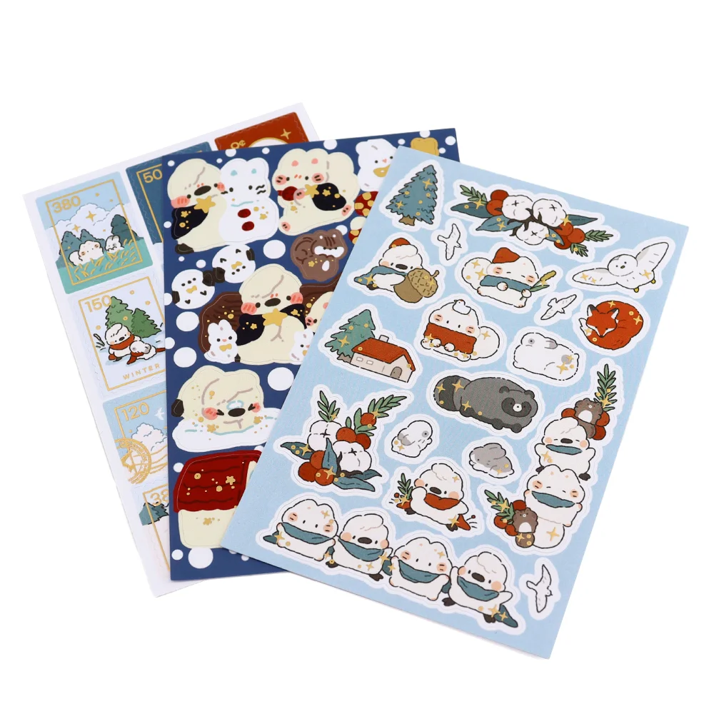 Self Adhesive Paper glitter Labels Printing Custom Kiss Cut Sticker Sheet