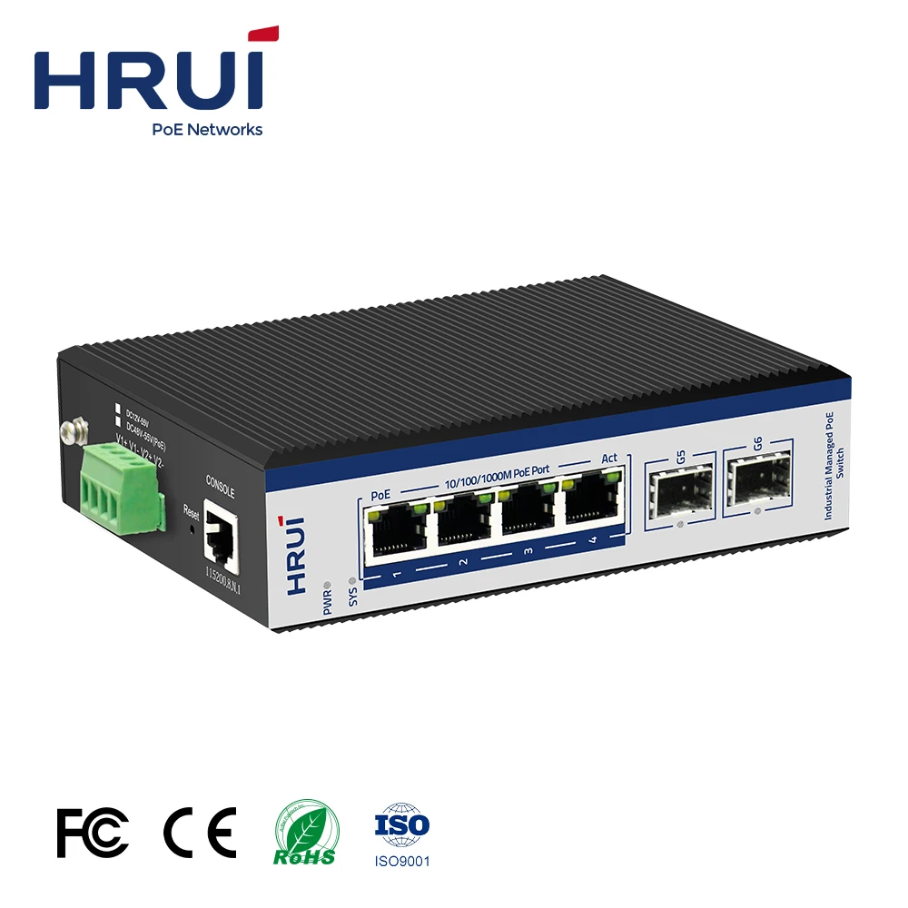 High-performence OEM DIN Rail Mini Console L2 Managed PoE Network Switch with Gigabit SFP Uplink