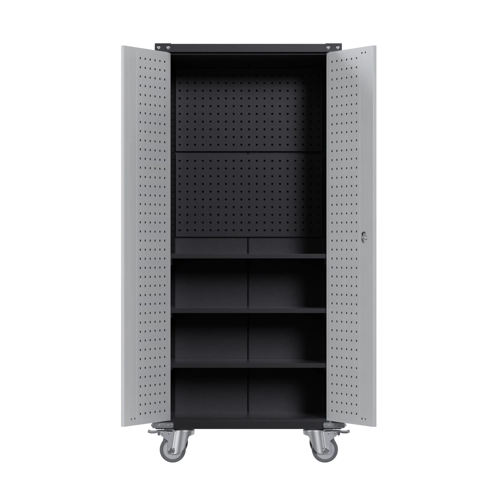 Double Colored Rolling Metal Storage Cabinet with 2 Peg Board for Storage