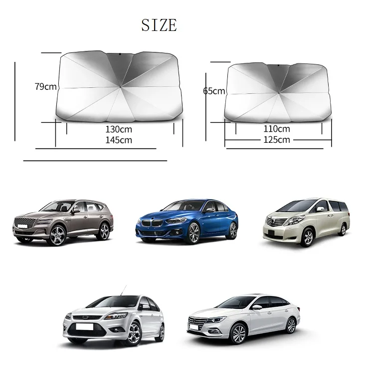 2022 Hot Selling Car Umbrella Wind Shield Sun Shade Front Window Sunshade Windscreen Car Umbrella Steel Fashion Modern Manual