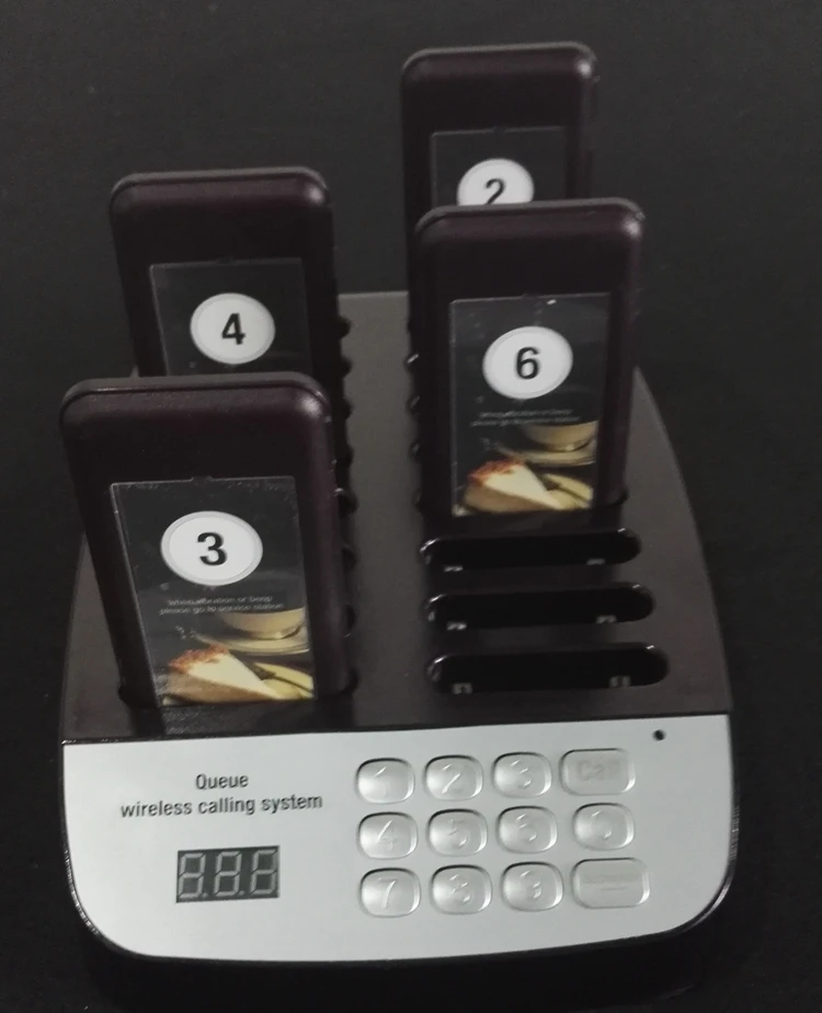 
999 Channel Restaurant Wireless Paging Queuing System with 16 Call Coaster Pagers 