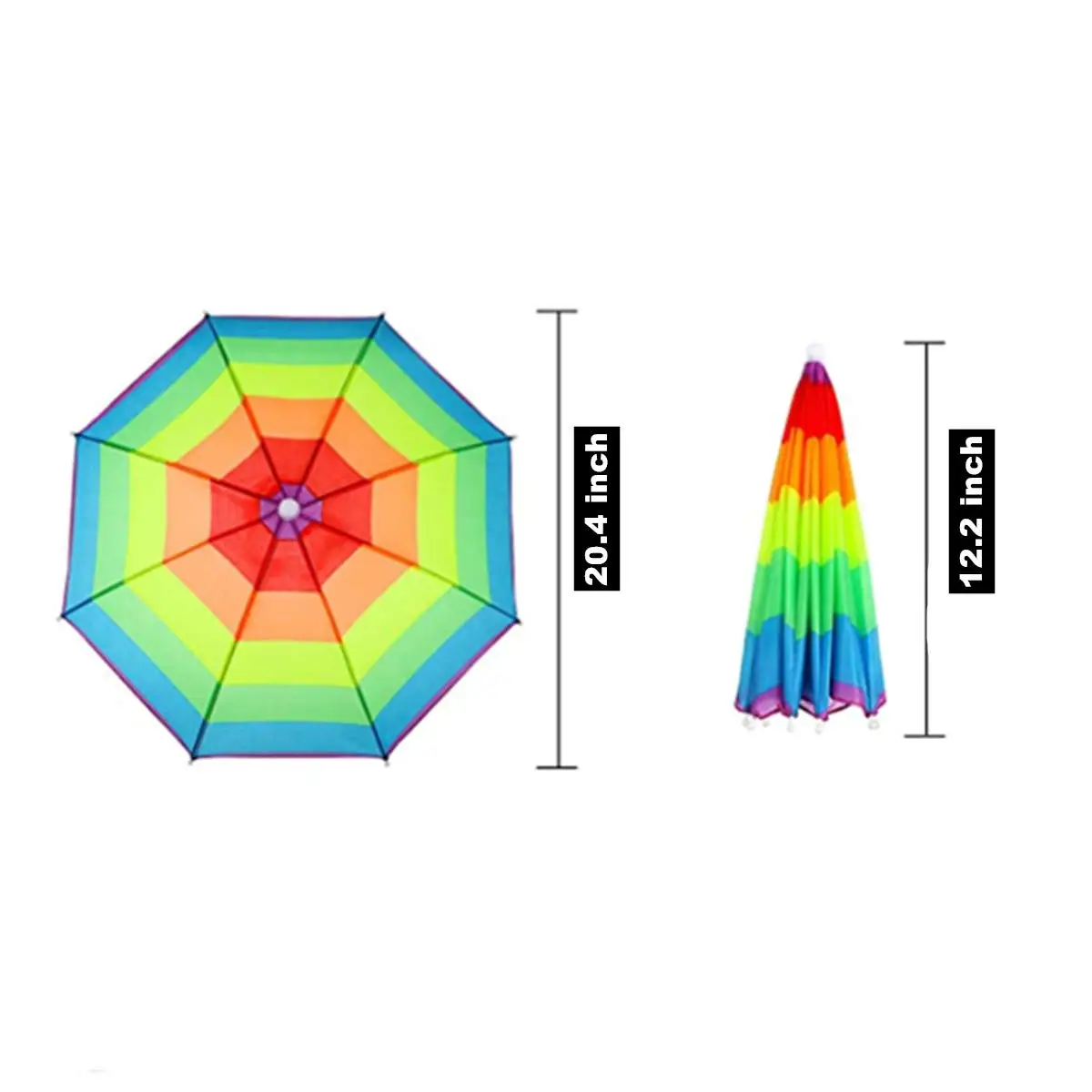 Umbrella Hat With Head Strap Funny Rainbow Waterproof Fishing Umbrella Adjustable Fits For All Ages,