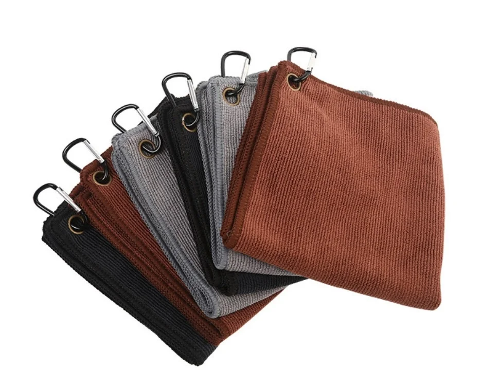 Handy Picks Training Gym Towel Custom Microfiber Warp Knitting Pearl Towel Small Golf Towel With Carabiner Clip