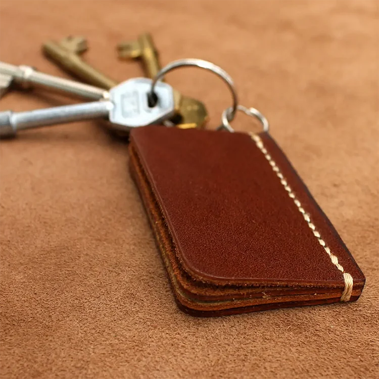 Custom Leather Name Key Chain Keyring Key Fob for USB Stick Brown Leather Key Chain