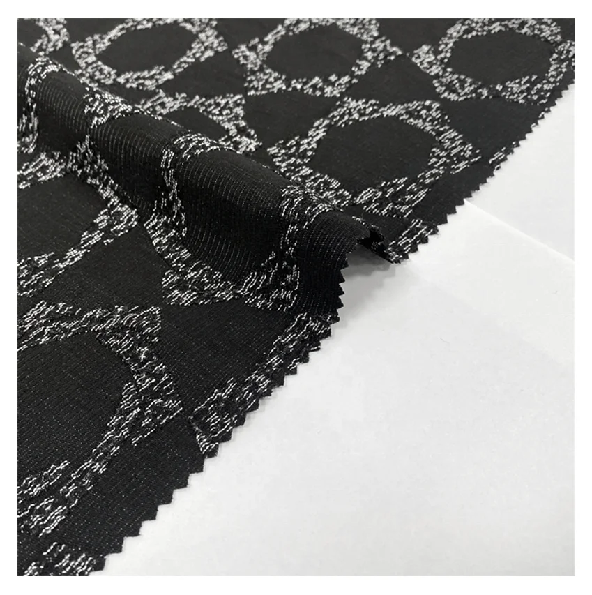 Latest Modern Design Polyester Jacquard Abaya Fabric Korea Black for Dubai Dresses