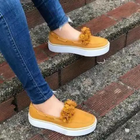 WK-005 new fashion spring summer solid leather 3 D flower decorated flat canvas shoes for women casual walking shoes