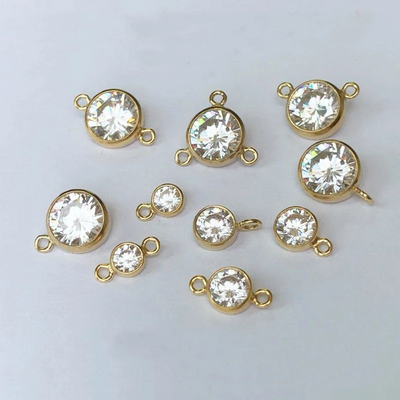 14K Gold Filled Jewelry Charm Diamond Zircon Stone charms For Necklace Jewelry Making