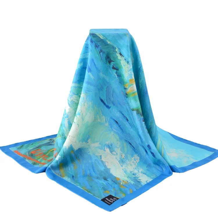 Wholesale Silk Squre Scarf Luxury 100% Silk Satin Custom Printing Designer Scarf Styles Silk Scarves