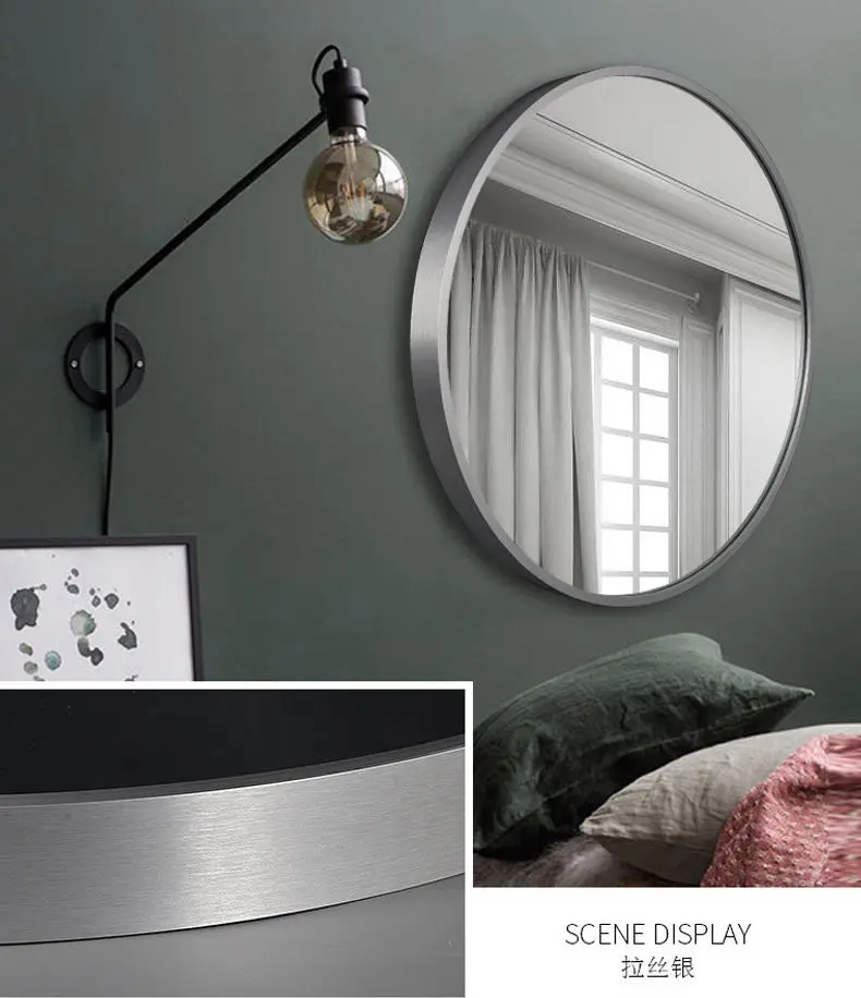 Bathroom Mirror Round Toilet Wall Hanging With Shelf Mirror Sink Perforation-Free Wash Basin Home Mirror
