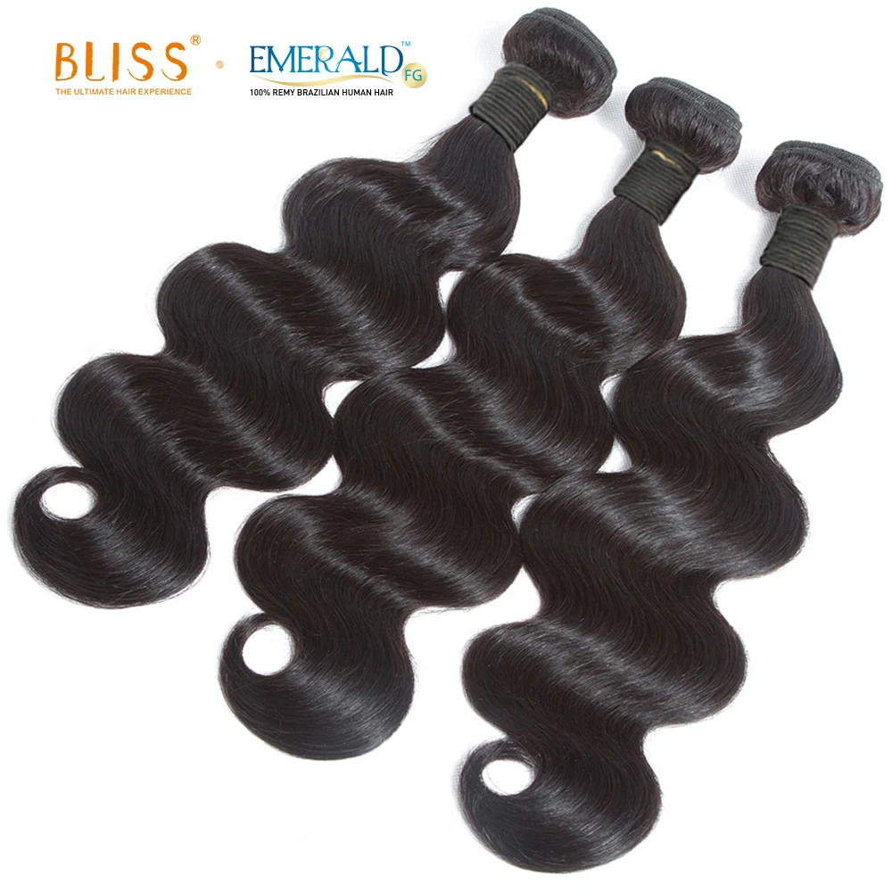 Bliss Emerald 100%  Human Hair Bundles Body Wave Meche Humain Bresilienne En Chine 3 Bundles with Lace Frontal Closure