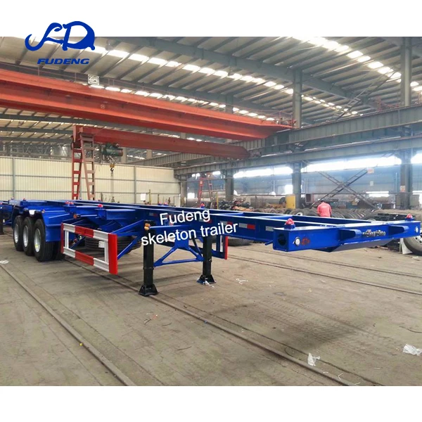 Skeleton container chassis trailer 3 axles 4axle semi trailers 20ft 40ft 60tons chassis skeletal semi  truck trailer for selling