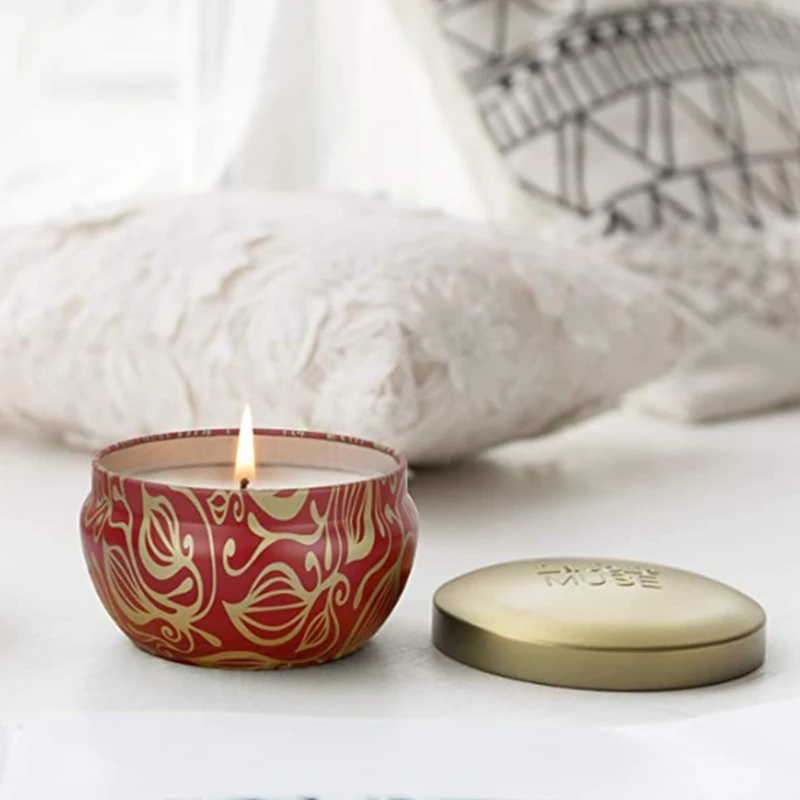 Mini Silver Travel Tin Box Handmade Natural Soy Wax Scented Candle Rose Home Decoration Packing Wholesale Cheap Custom Print