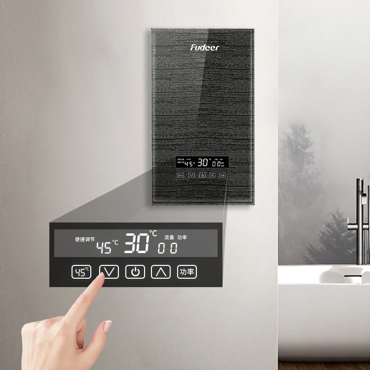 8.5kw Glass screen Smart kitchen Bathroom Shower Tankless Water Heater Geyser Instant Electric Water Heater