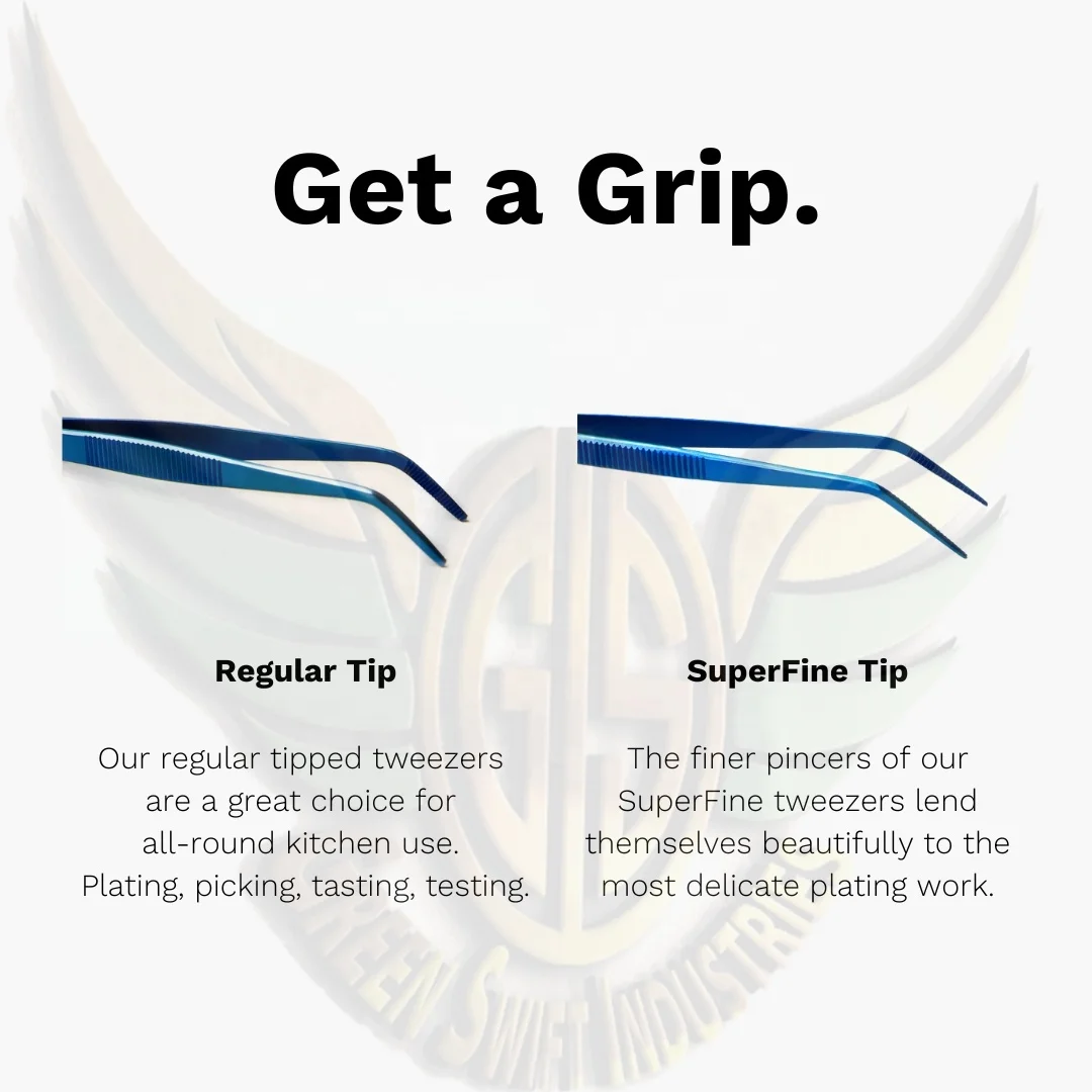 Gourmet tweezers Plating Tongs Angled Chef Tweezers Stainless Steel Cooking Tweezers by GREEN SWIFT INDUSTRIES