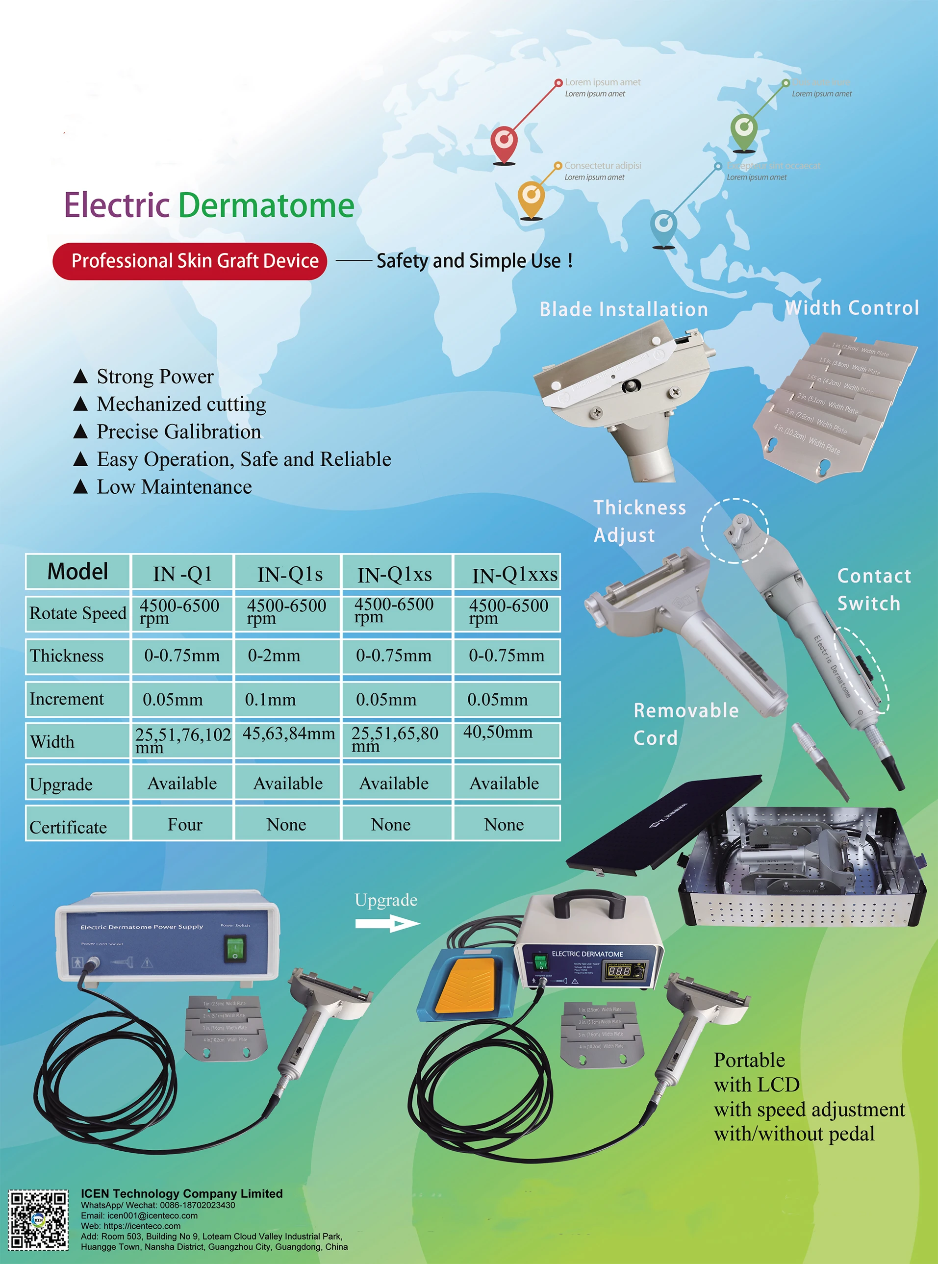 IN-Q1 Surgical Skin Graft Electric Dermatome Skin Grafting Dermatome Electric Skin Grafting Machine