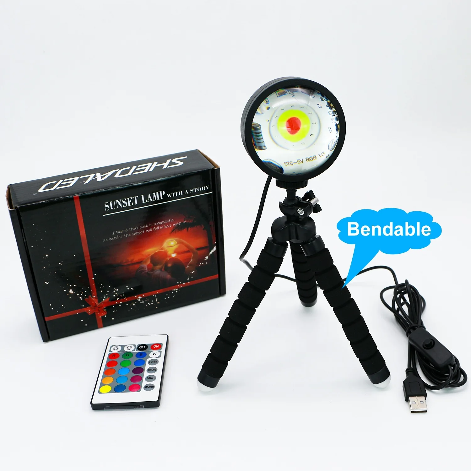 High Quality Cheap Price Aluminum Alloy Sunset Projector Lamp LED Sunset Projection Light Halo Lamp sunset 16 couleurs lamo