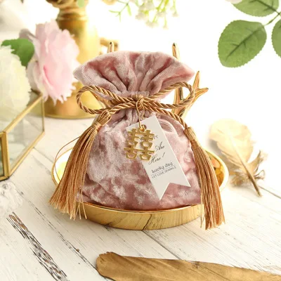 11*14cm High Quality Red Blue Pink Drawstring Candy Pouch Packing Bags Wedding Gift Bag Tassel Velvet Bag
