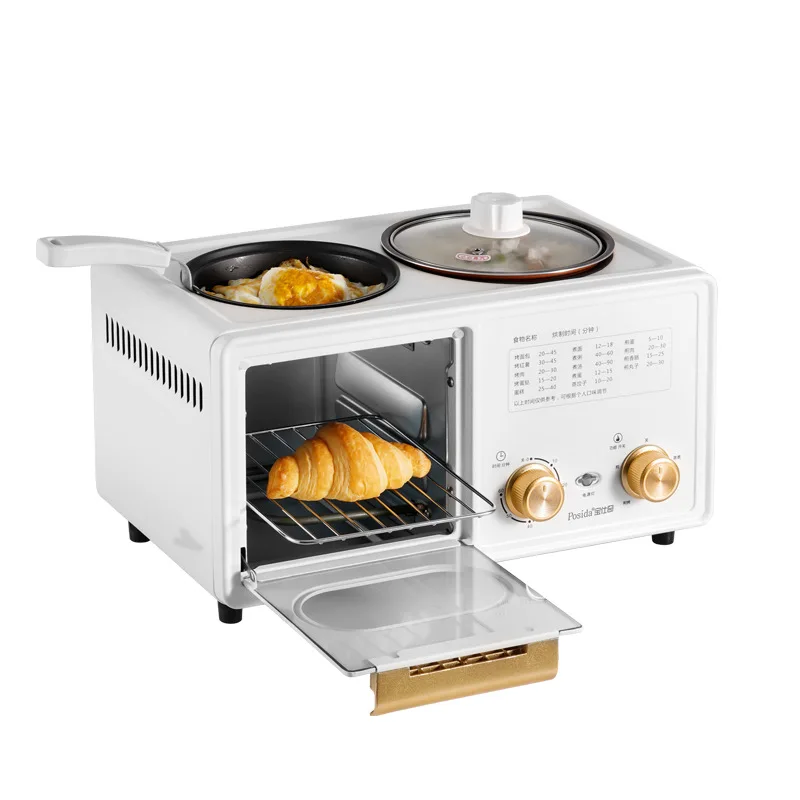Posida 1100W 3 In 1 Breakfast Maker With Frying Pan, Toaster Oven And Boil Pot