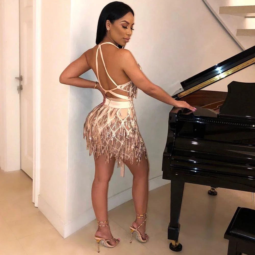 Newest fashion sexy two piece women night club wear dress