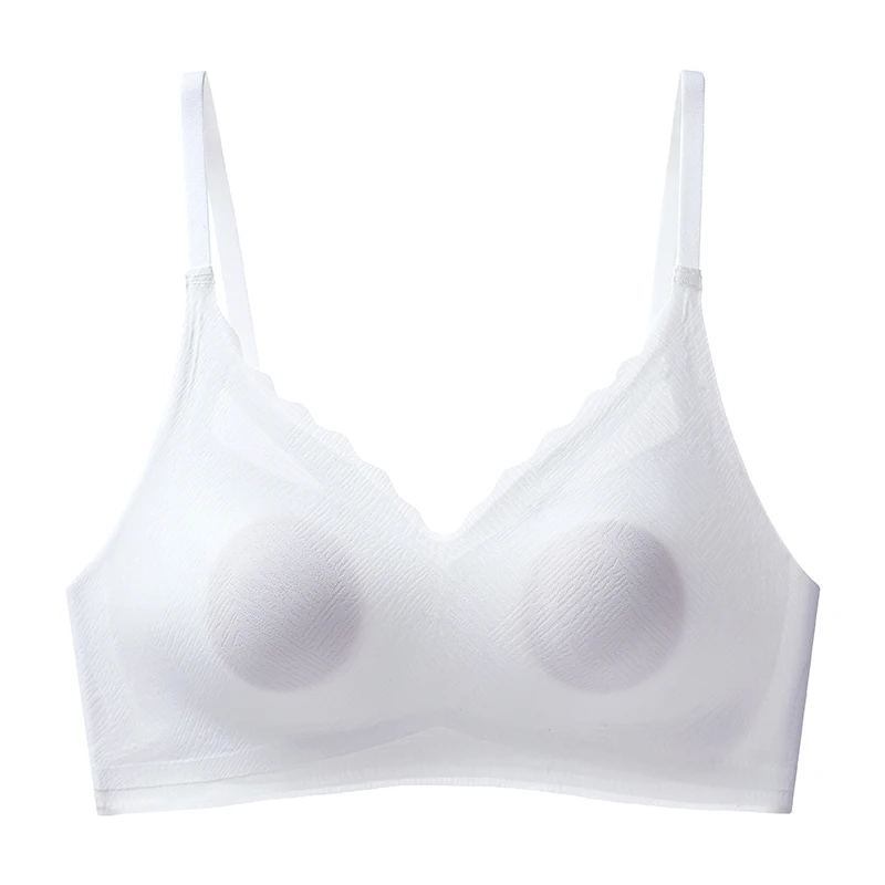 Adjustable strap V-neck Wireless Comfort Push Up Latex Underwear Women Sleeping Bras 32 size Seamless Bra
