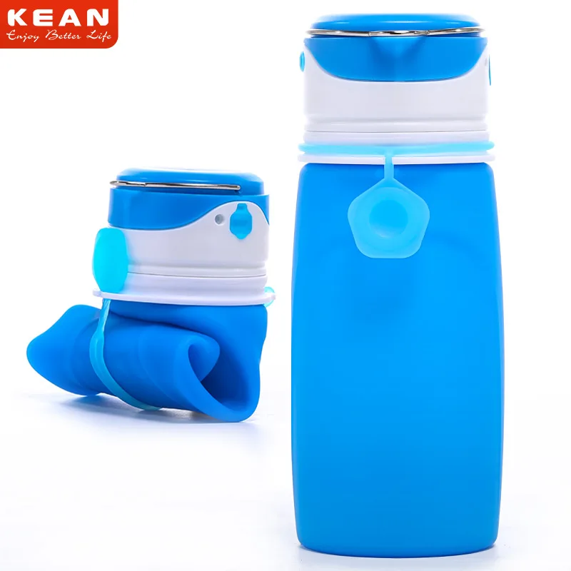Customized Logo Collapsible Foldable Creative Fold Up Water Bottle With Led Light
