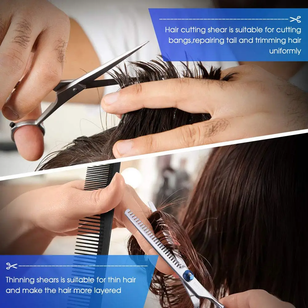 JIEYI 10 Pieces Stainless Steel Hairdressing Shears Set Hair Cutting Scissors Set