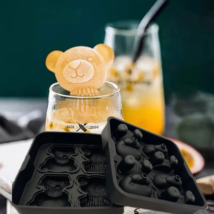 Novelty Silicone Bear 3D Ice Cube Mold Easy Release Large Ice Cube Form for Chilled Cocktails,Whiskey