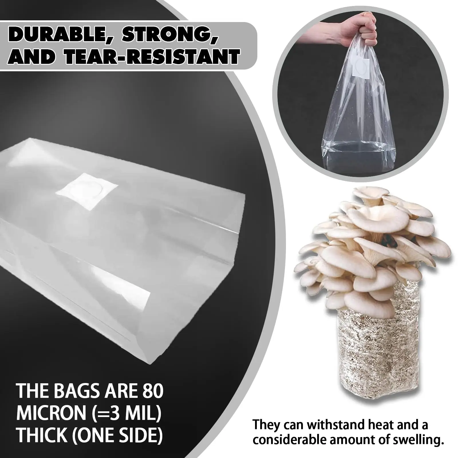 small mushroom filter patch grow bag autoclaveable mushroom grow spawn bags pp filter with 0.5 micron felt grow bag
