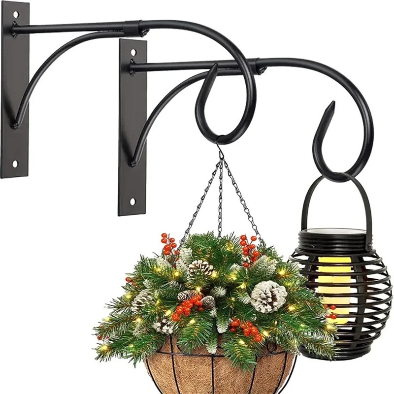 Hanging Plant Bracket Hand-Forged Iron Plant Hook Indoor Outdoor