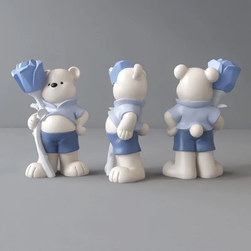 Creative Cartoon Bear Desktop Diy Ornaments Home Accessories Art Resin Bear Sculpture  wedding decor birthday gifts bear Custom