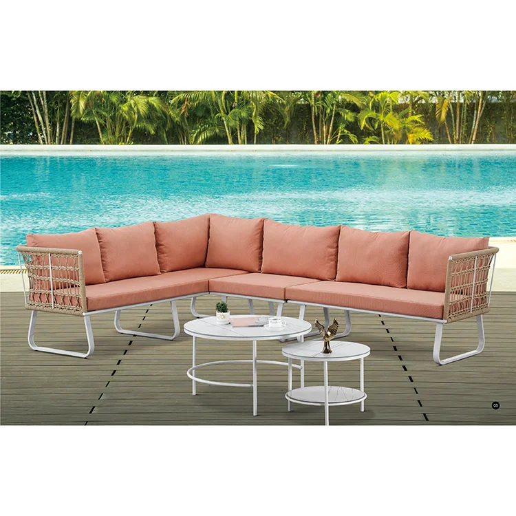 modern luxury design waterproof pool lounge garden patio wooden wood table chair outdoor furniture sofa set