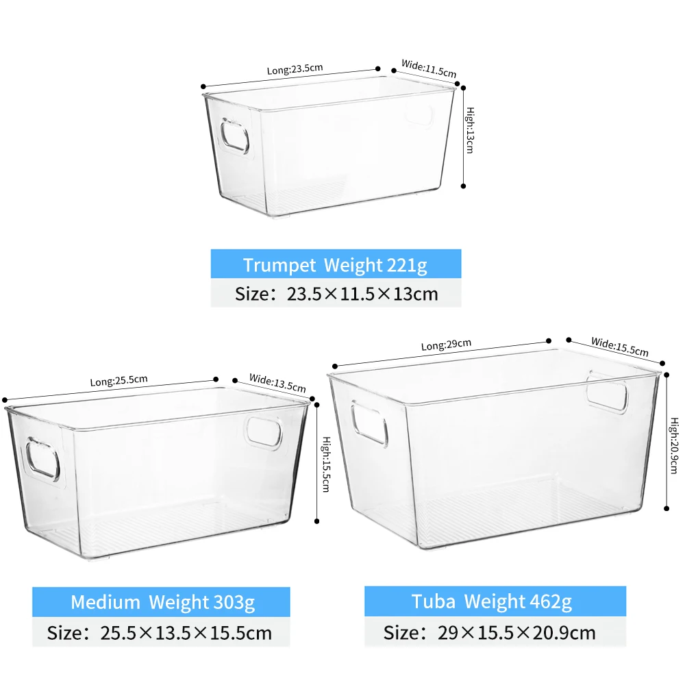 Refrigerator Organizer Bins Stackable Fridge Plastic Storage Bins for Freezer Kitchen