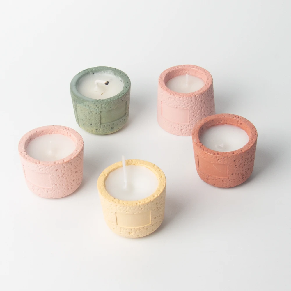 Wholesale Candle Jars Custom Engraved Logo Small Cement Candle Holder Vessels for Home Decoration Candle Containers for Scents