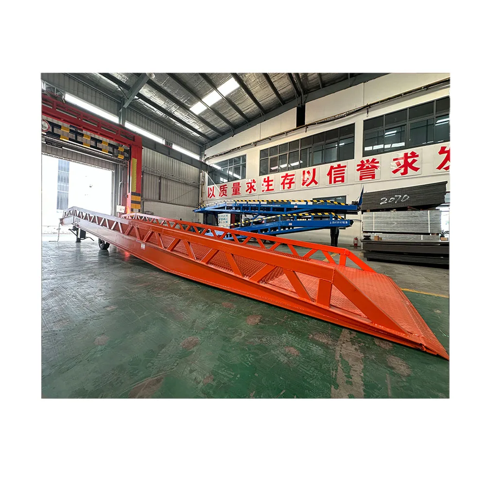 Forklift with lifting, movable container loading platform, container unloading ramp for loading and unloading